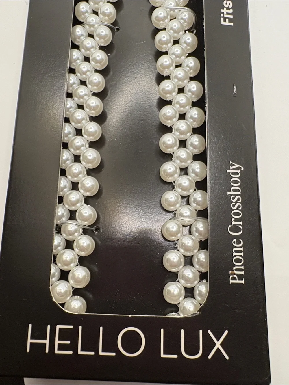 HELLO LUX Pearl Beaded Phone Crossbody Strap - White Pearls new